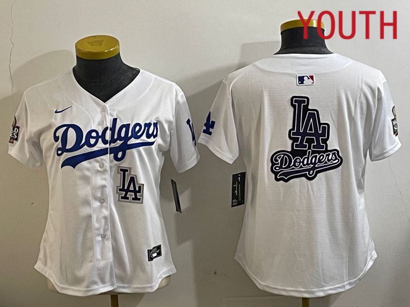 Youth Los Angeles Dodgers Blank White Game 2024 Nike MLB Jersey style 112117